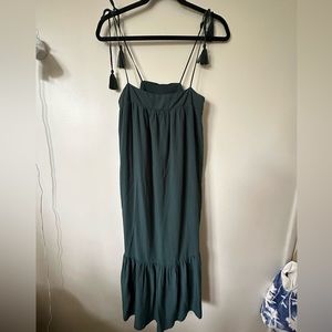 GAP Apronneck Tassel Tie Midi Dress | size petite XS